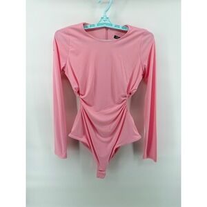 Zara Pink Heart Cutout Ruched Long Sleeve Bodysuit 3067/035/636 NWT Small